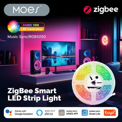 MOES Tuya ZigBee Smart LED Light Strip RGB5050 Controller Party Music Sync 16 Mi
