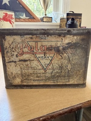 Early Vintage Polarine Motor Oil Can 1 Gallon Tin Can