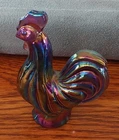 Fenton Rooster Carnival Glass 2.75” Tall Figurine Iridescent USA Vintage