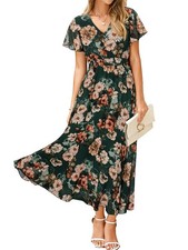 Simplee Womens Floral Maxi Dress - Short Sleeve Summer Boho Wedding Guest Dre...