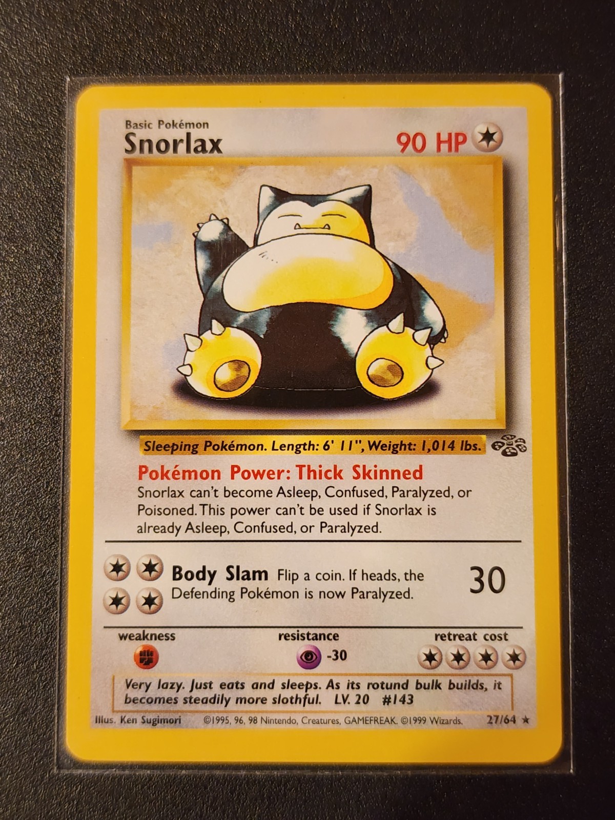 1999 Pokemon Card Jungle Edition Base Set Common Non-Holo Snorlax Rare 27/64 NM