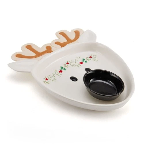 Pfaltzgraff Winterberry Reindeer Chip and Dip Platter - Thumbnail 4