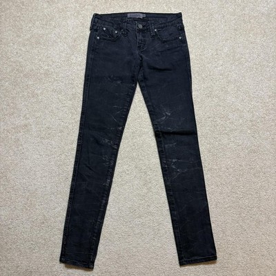 Frankie B. Jeans Womens 25 Black Charcoal Low Rise Skinny Stretch Denim Studded