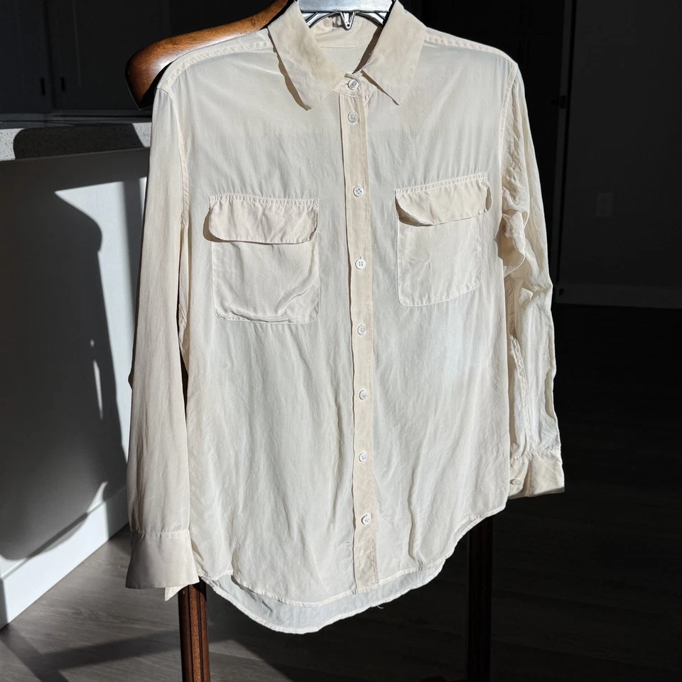 Camisa utilitaria con botones Equipment Femme 100 % seda - Marfil - Talla XS Foto 2 de 4