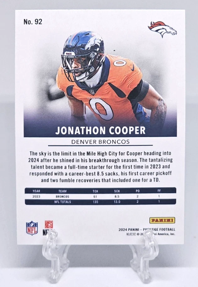 2024 PANINI PRESTIGE JONATHAN COOPER #92 XTRA POINTS DIAMOND BRONCOS - Image 2 of 2