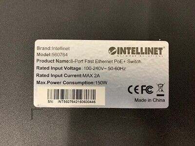 Intellinet Network 560764 8-Port Fast Ethernet PoE+ Switch