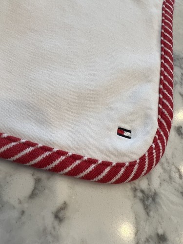 Tommy Hilfiger Red & White Striped Baby Blanket Lovey 100% Cotton 26 1/2x29” - Picture 5 of 12