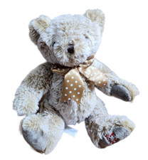 FAO Schwarz Lovey Security Plush Teddy Bear Brown Satin Bow Dot Tan