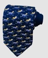  71 Tommy Hilfiger Men Blue Dog Silk Classic Standard Long Neck Tie 62X3.25