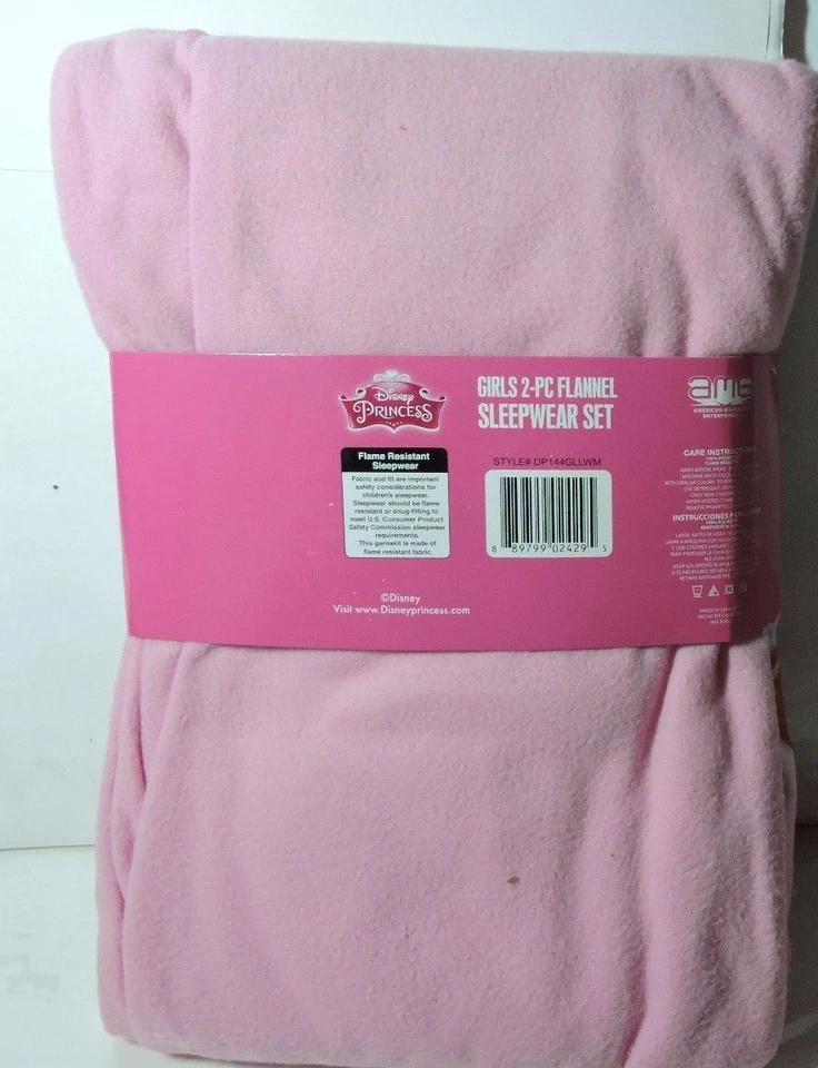 Nuevo Juego de 2 pijamas de franela Princesa Disney para niñas 4/5 Ariel Cenicienta Bella Foto 3 de 4