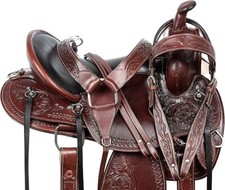 Western Barrel Racing Horse Saddle Premium Leather with tack set 10'' to 18' in