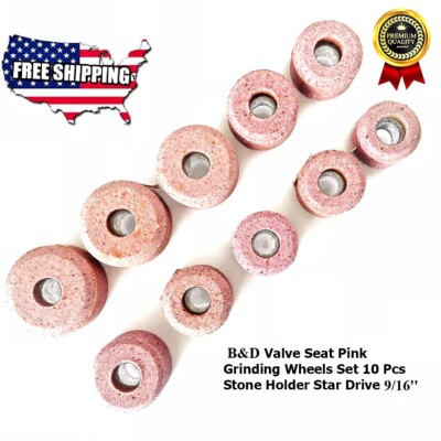 Brand New B&D Valve Seat Grinding Stones Set Of 10 Pcs For 9/16'' Thread 80 Grit
