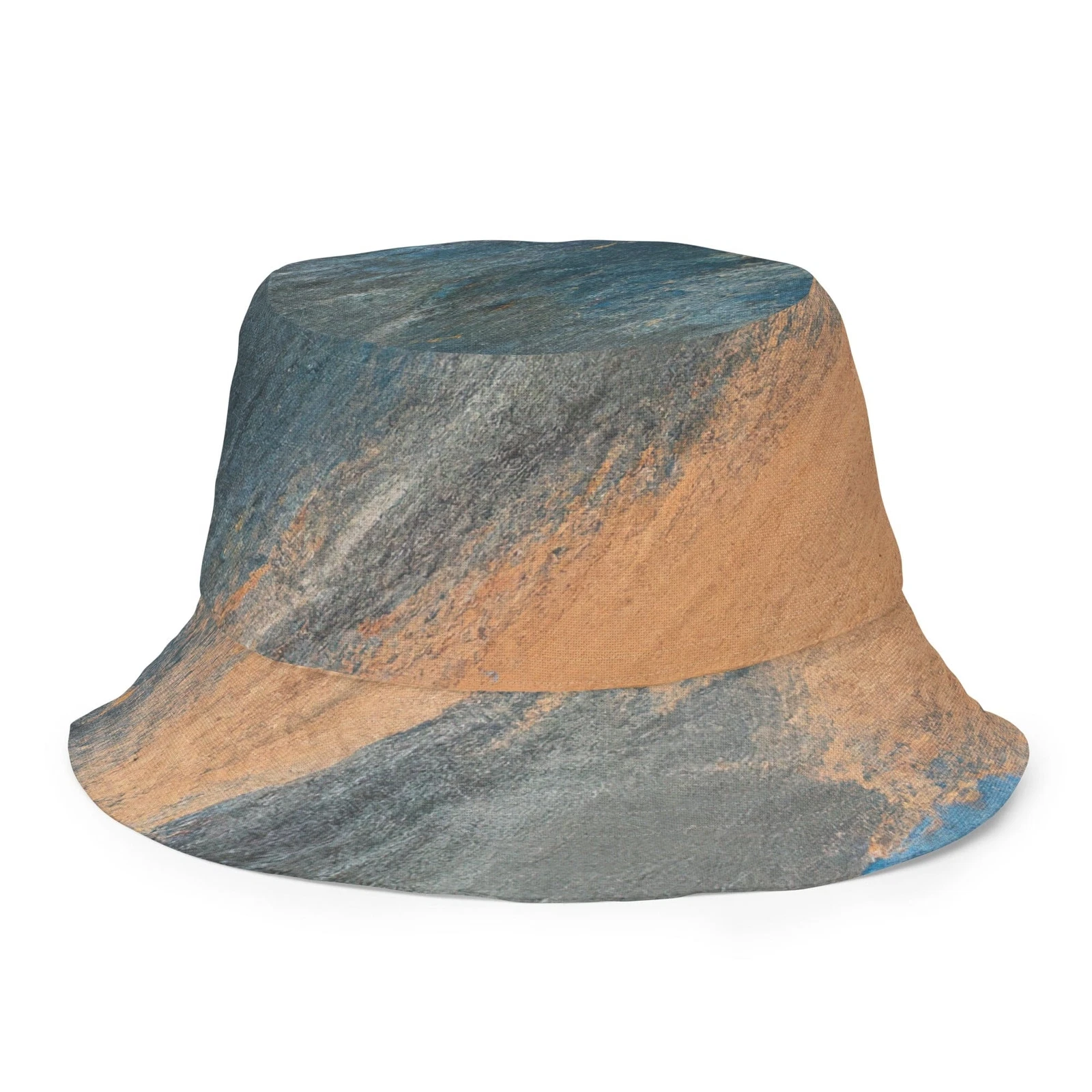 Reversible Bucket Hat Blue Orange Abstract Pattern