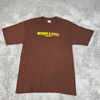 Vintage Without A Paddle Large Brown Movie Promo 2004 Short Sleeve Crew Neck