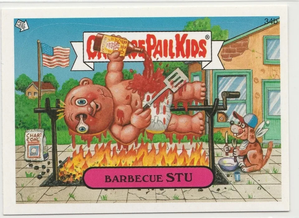 Vintage 2007 Garbage Pail Kids ANS6 Series 6 Barbecue Stu #34b Card