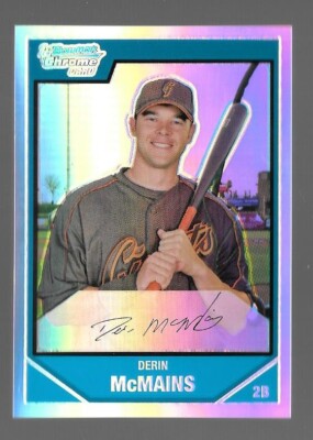 2007 BOWMAN CHROME PROSPECTS BASEBALL #BC98 DERIN McMAINS /500 REFRACTOR,GIANTS