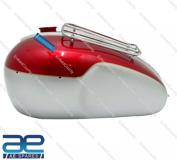 Triumph T120 Bonneville Kraftstofftank Neu Front Stahl Silber Cherry Lackiert-image