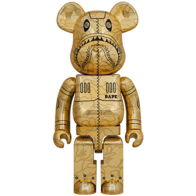 BE@RBRICK BAPE(R) CAMO SHARK 1000％ Gold-