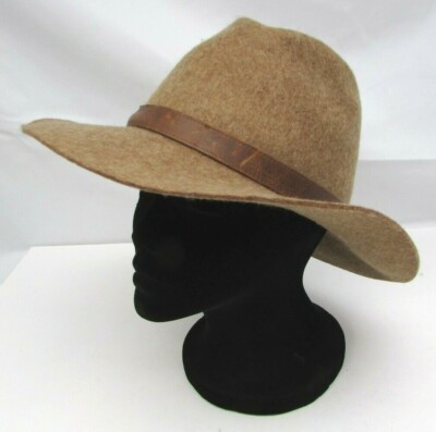 ? Frye Felt Tall Crown Fedora – Tumbleweed Tan – Size M/L New FRYE Felt Tall Crown Fedora Leather Band Hat Size M/L  main image 3