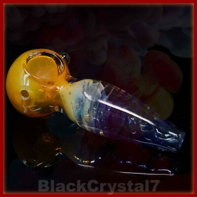 4.25 inch Handmade Golden Spiral Blue Diamond Tobacco Smoking Bowl Glass Pipes