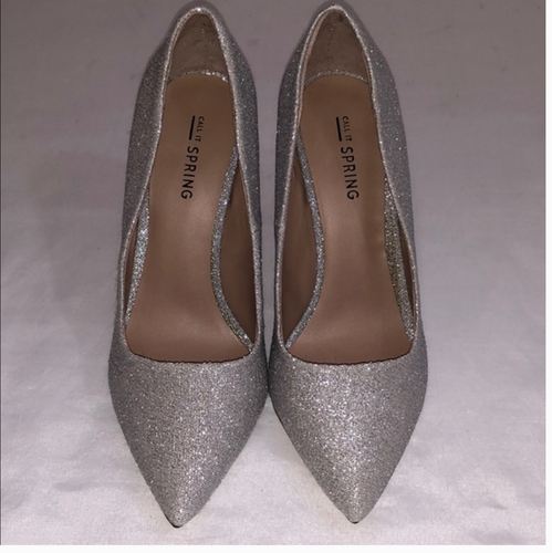 New Women's Call it Spring Sparkly Silver Shimmery Pumps Heels Sizes 6 - 10 - Picture 8 of 10