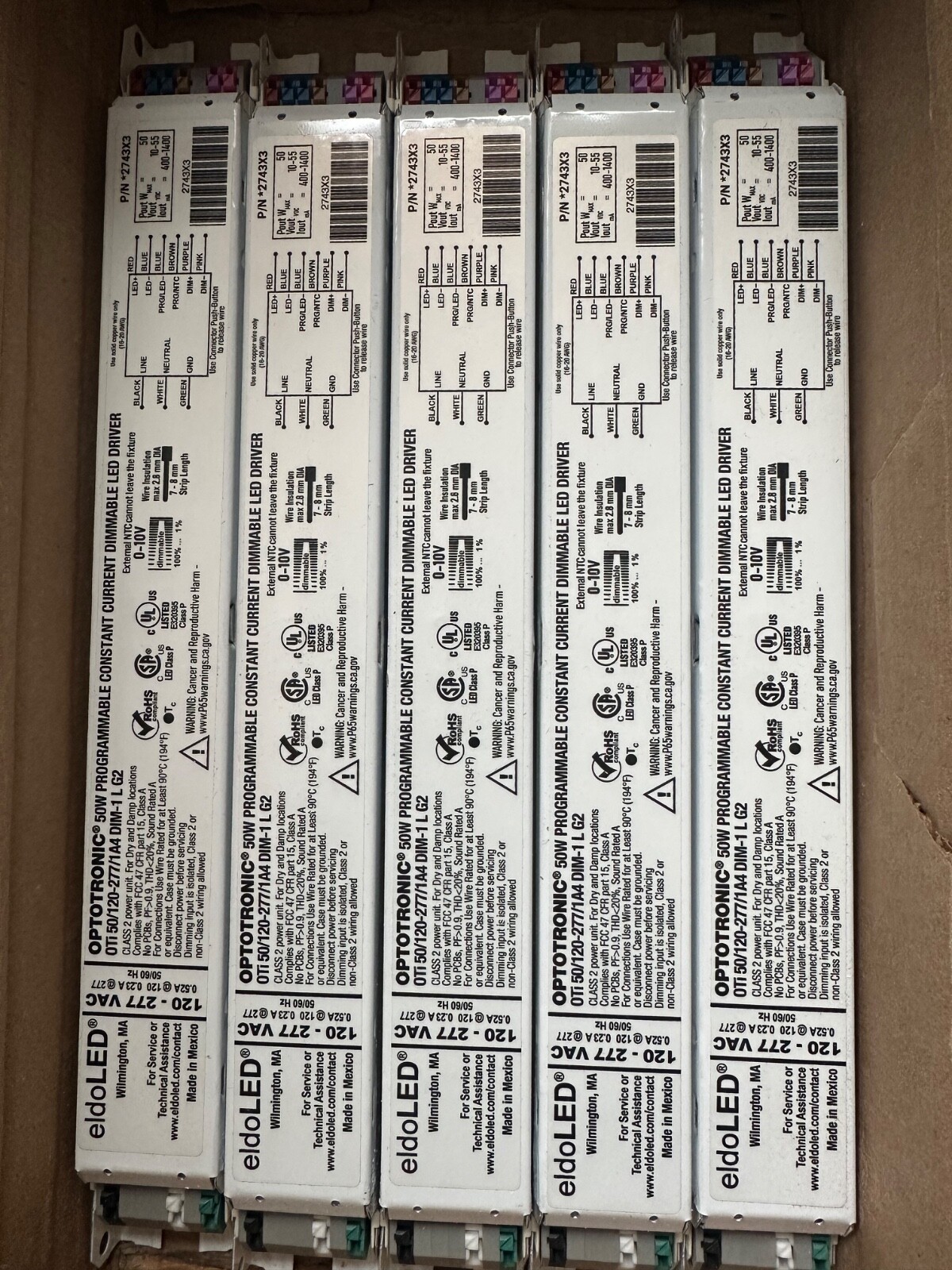 EldoLED 2743X3 50W Constant Current 0-10V Dimmable Programmable LED Driver Optotronic