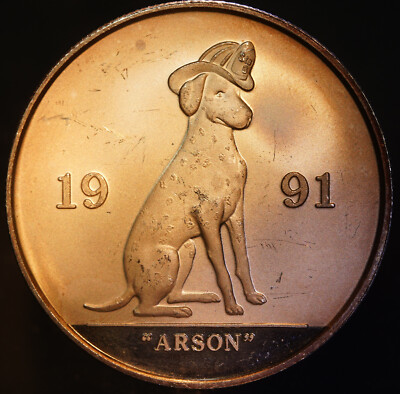 1991 ARSON Dog American Fire Department Fireman 1oz 999 FINE
