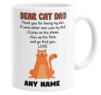 Dear Cat Dad lustige personalisierte individuelle Name Becher Teetasse