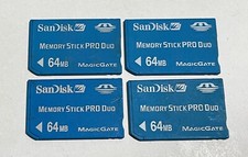 Lot of 4 SanDisk Memory Stick PRO 64MB   Vintage Flash Cards for Sony Devices