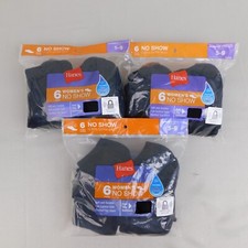 Hanes 18pc Women's No Show Socks - Shoe Size 5-9, Black