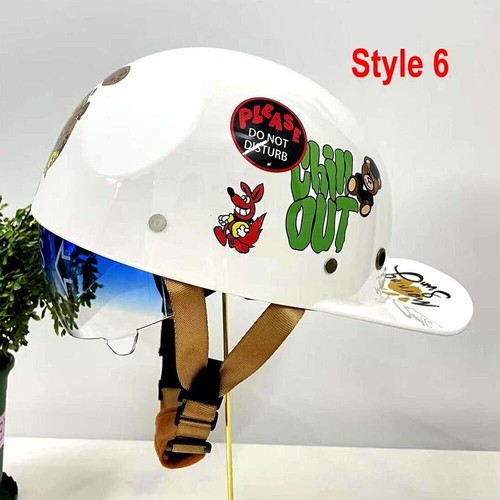 Medio casco de motocicleta gorra de béisbol retro DOT cara abierta scooter ciclomotor casco jet - Imagen 25 de 31