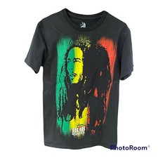 Zion Bob Marley T-Shirt Black Reggae Graphic Cotton Short Sleeve Size Small