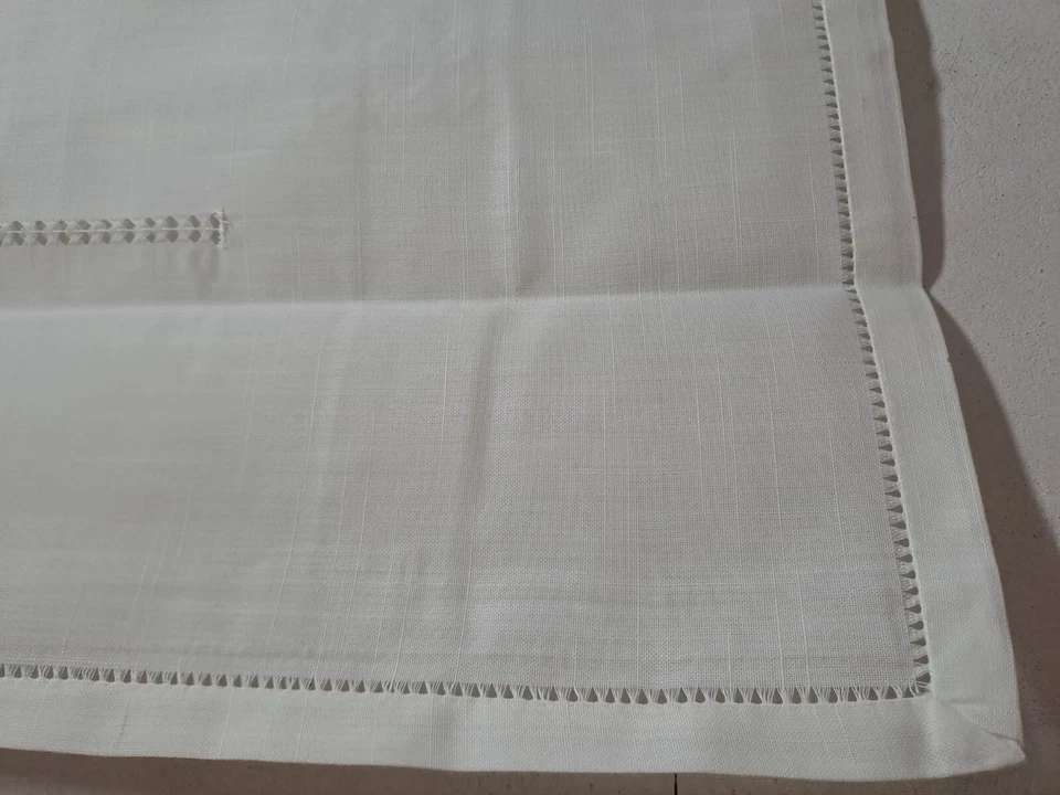 Tenda grande Misto Lino Intaglio Ricamata a Mano Bianco Made in Italy - Immagine 4 di 4