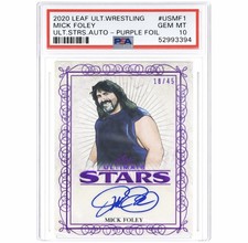 Mick Foley 2020 Leaf Ultimate Wrestling Stars Auto Purple Psa 10 Sn 18/45