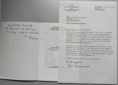 Hans Schadewaldt  ( 1923 - 2009 ) - Mediziner - 2 original  Autographen