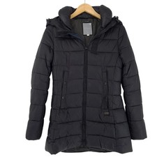 Vintage G-Star Mantel Jacke Damen Gesteppt Winter Schwarz Kapuze Qe9 Größe XS