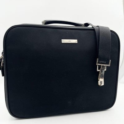 Gucci 2-Wege Business Tasche Schwarz Leder A4 Laptop Aktentasche #A330