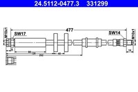 ATE Bremsschlauch Vorn Peugeot, Fiat 24.5112-0477.3