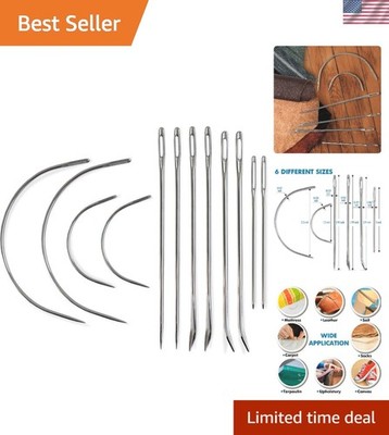 Heavy Duty Sewing Needles Set - 12 Durable Needles for Upholstery & Leather