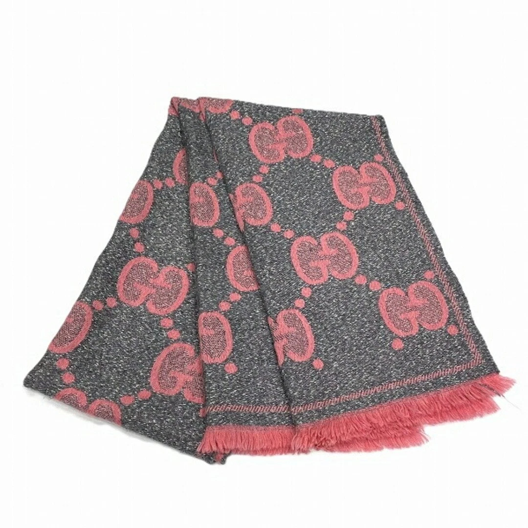 Gucci GUCCI gris x rose 598993 châle vêtements écharpe accessoires pour femmes [occasion] [N