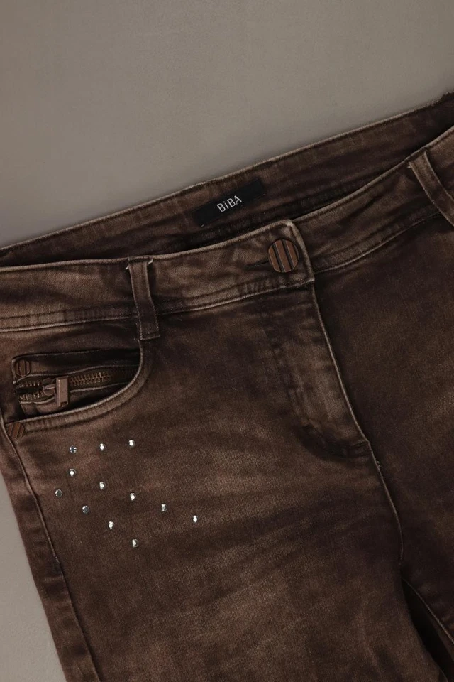 ✨ Biba Straight Jeans Regular Jeans für Damen Gr. 34, XS braun aus Baumwolle ✨ - Bild 3 von 4