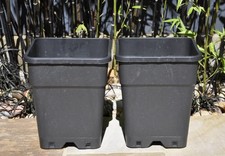 2 x Square Plastic Garden Patio Outdoor Plant Flower Pot Planter Anthracite Grey