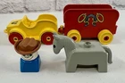 Vintage Lego Duplo Basic Set Rodeo Horse Cat Trailer 2627 100% Complete