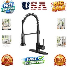 Black Kitchen Faucet with Pull Down Sprayer, Stainless Steel Single Handle Pu...