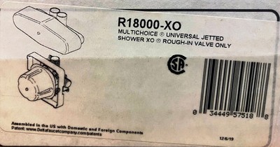 NEW Delta R18000-XO MultiChoice  Universal Jetted Shower  XO  Rough-In Valve