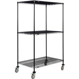 Nexel 3 Shelf Truck Black Epoxy 60''''W x 30''''D x 60''''H Polyurethane Swivel Caster