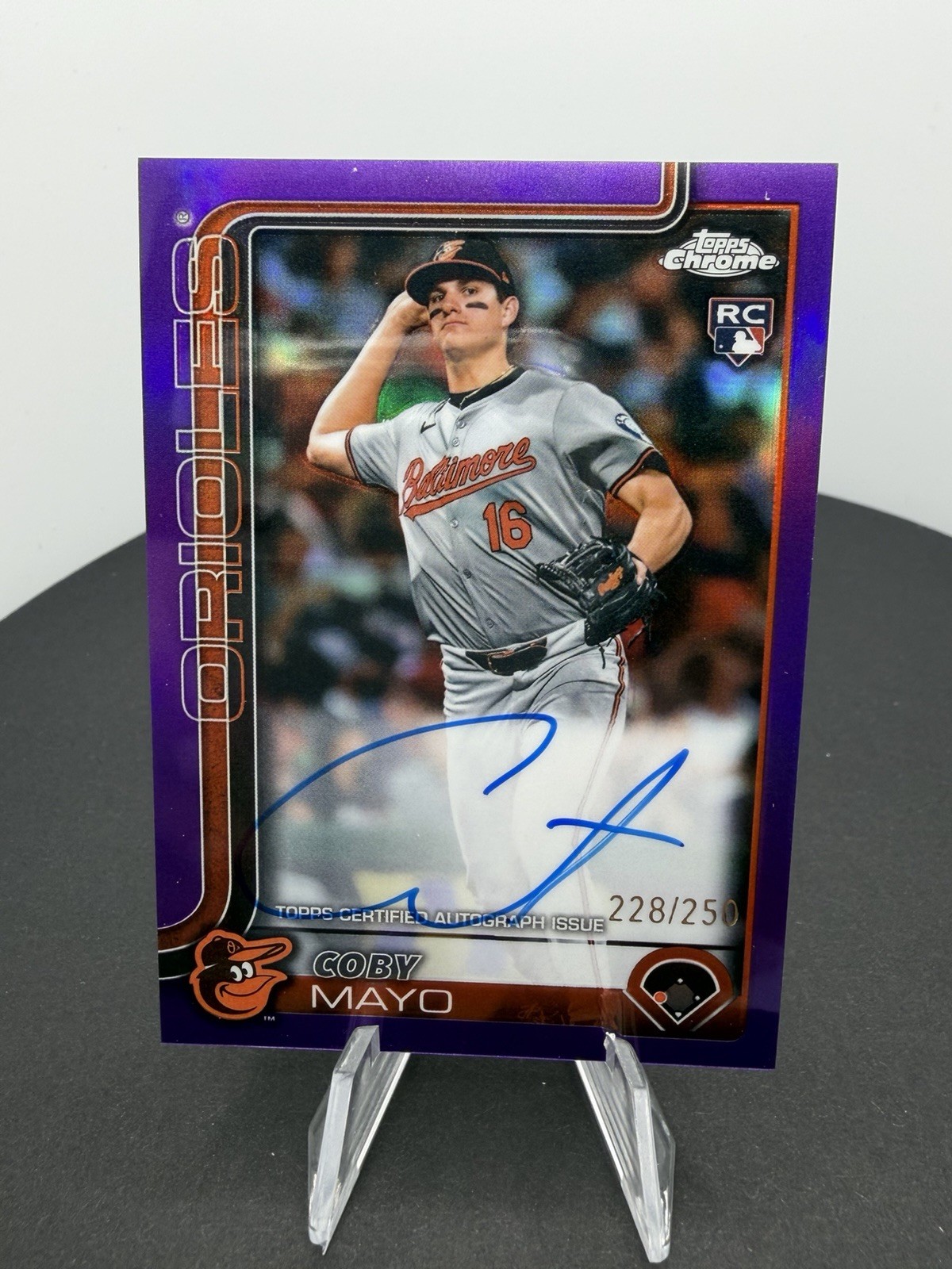 2025 Topps Chrome - Coby Mayo - Rookie Auto Purple Refractor /250 #RA-CMA RC SP