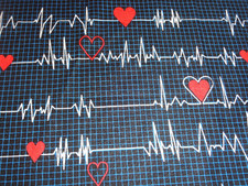 Scrub Cap Hat Nursing Doctor Surgical Cardiologists, Heart Blue EKG Red heart