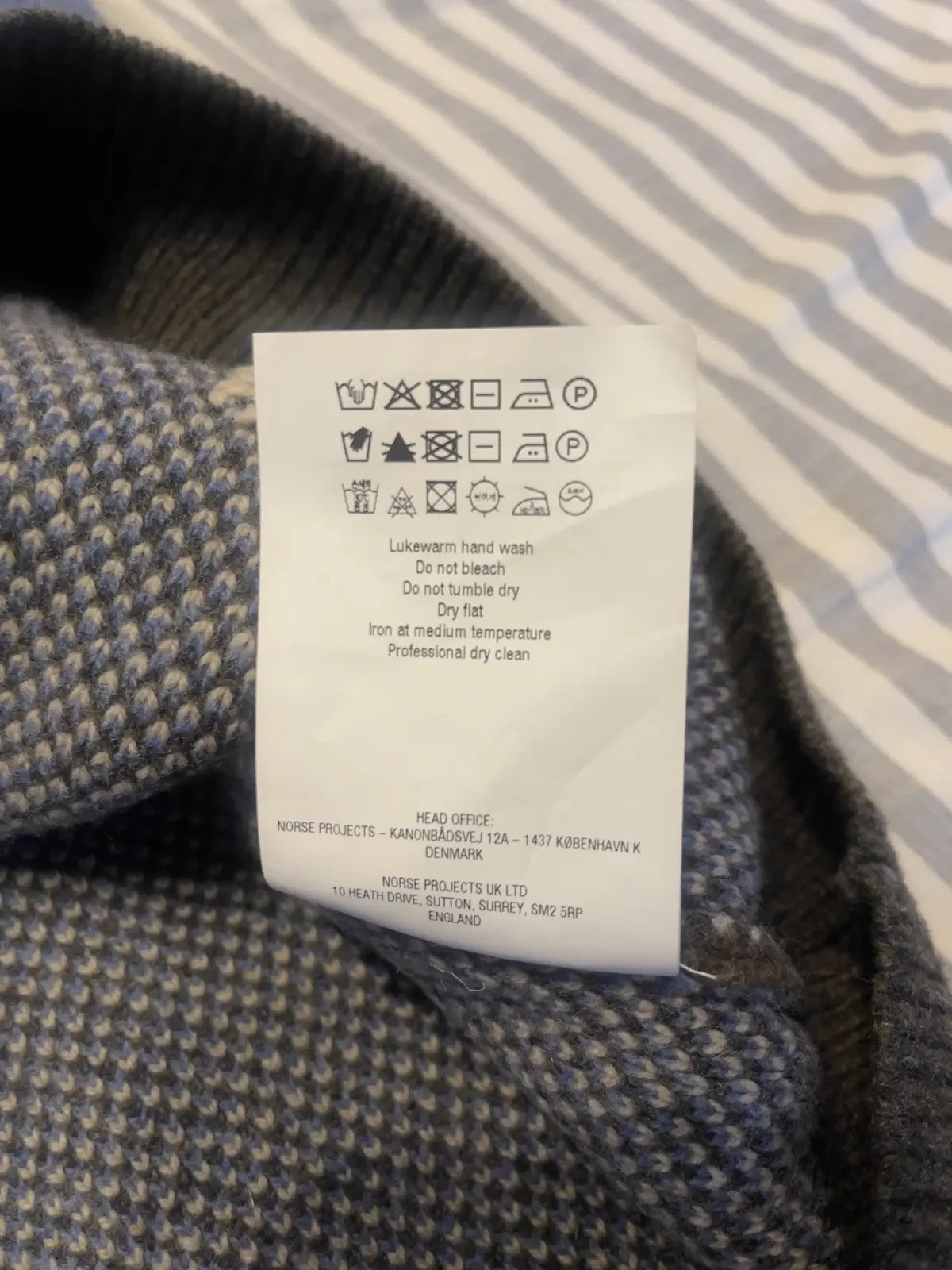 Norse Projects Jacquard Merino Wool Rune Landscape Utility Khaki  Sweater Medium image 6