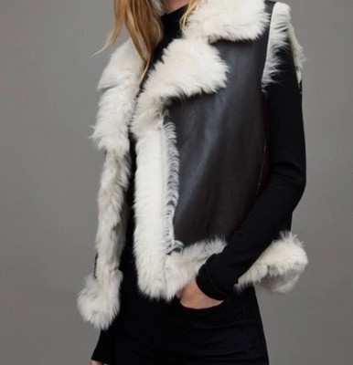 DROMe Reversible Shearling Sheepskin Leather FUR Vest Jacket S NEW SAMPLE